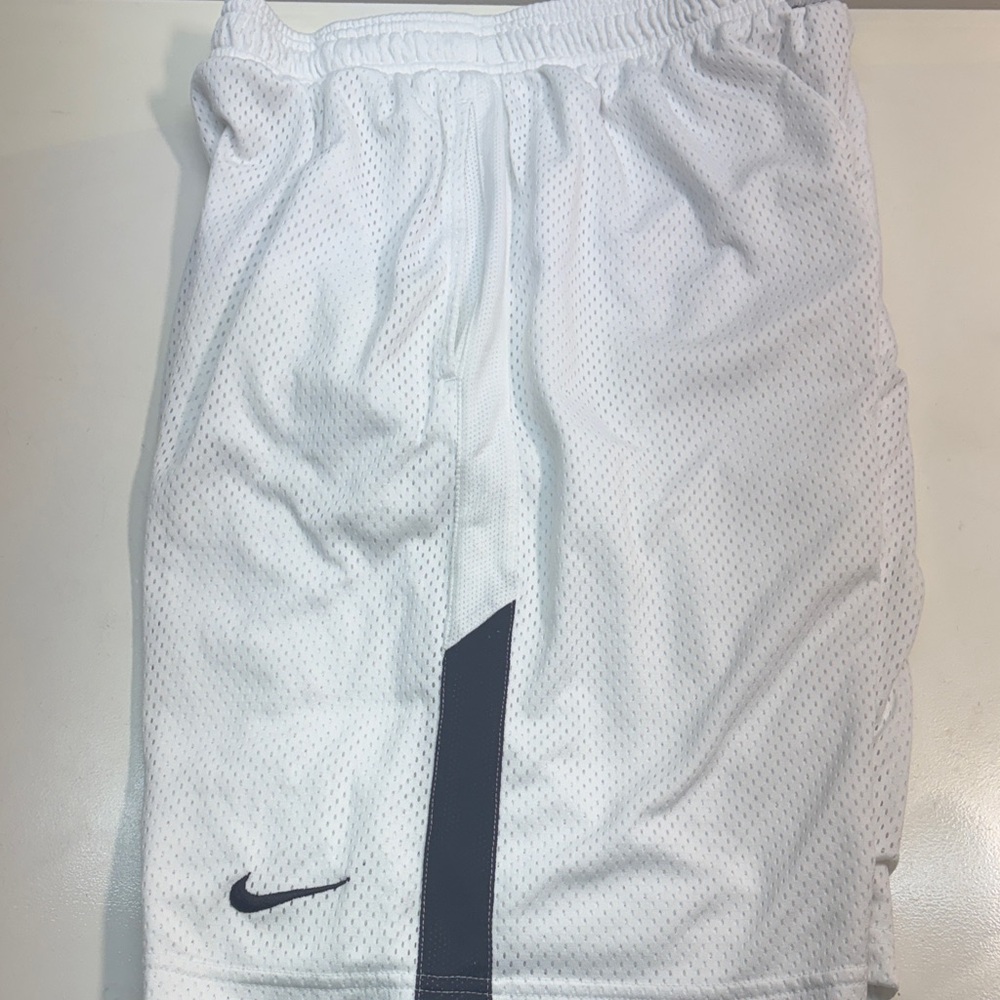 Nike White Mesh Athletic Shorts with Black Accents